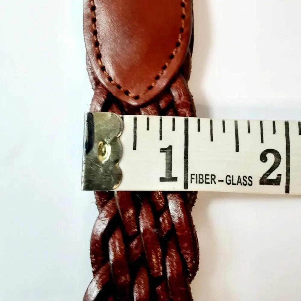 Lands End 808 Leather Cinnamon Brown Braided Belt Size Extra Small 22